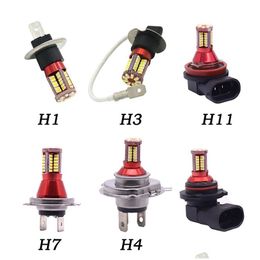 Other Interior Accessories H1 H3 H4 H7 H11 9006 3014 57 Led 6000K Car Projector Fog Driving Light Bb White Ce Bbs Dc 12V Drop Delive Dhcts