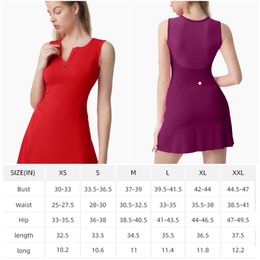 LU LU LEMONS Yoga Womens Outfits Ladies Golf Dresses Shorts Cheerleaders Tennis One Piece Dress Sleeveless Pants Fast Dry Breathable Lined