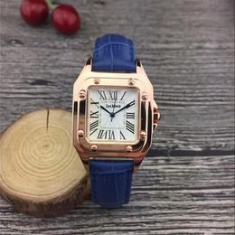 New Popular Casual Square Dial Face Women watch Black Brown Red Leather strap Wristwatch Lady watches Dress watch 32mm high qualit313q