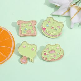 Brooches Pin for Women Men Funny Badge and Pins Bread Food Frog Cartoon for Dress Cloths Bags Decor Cute Enamel Metal Jewellery Gift for Friends Wholesale