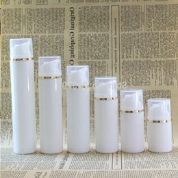 Hot 50ml 150ml Empty Airless Pump Bottles With Golden line Plastic Vacuum Bottle Makeup Containers 100pcs/lot Wkjmx