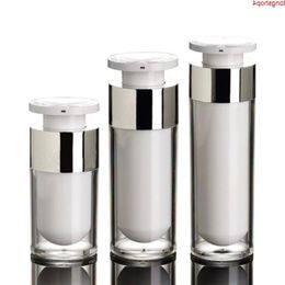 15ml 30ml 50ml Silver Airless Bottle High Quality Acrylic Vacuum Pump Bottles Lotion Used For Cosmetic Container SN109goods Ffaxc