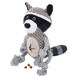 Plush Stuffed Raccoon Pet Toy with Food Leak Interactive Audible Dog Toys