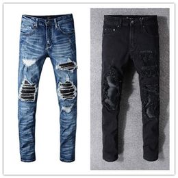 solid classic style mens jeans fashion straight arrival biker washed jeans pants distressed water diamond zebra stripes top jeans 227C
