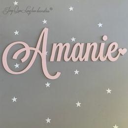 Decorative Objects Figurines Large wooden name sign personalised Heart wall plaque childrens room sign po prop wedding name sign Nursery decor Baby word 230818