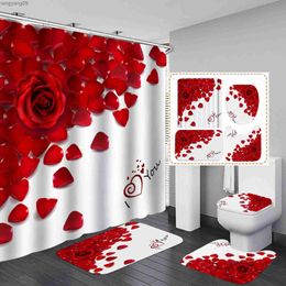 Shower Curtains 3D Digital Printing Flowers Shower Curtain Waterproof Polyester Bathroom Curtains Colourful Shower Curtain Set Bath Mats Rugs R230821