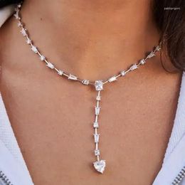 Chains Selling 5A CZ Choker Crystal Geometry Heart Tear Drop Luxury Chokers Tennis Chain Y Necklace Women Sexy Jewelry