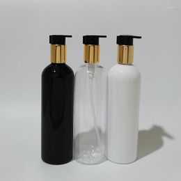Storage Bottles 400ml Black Cosmetic PET Empty Shampoo Gold Lotion Pump Container Plastic Packaging With Dispenser Shower Gel