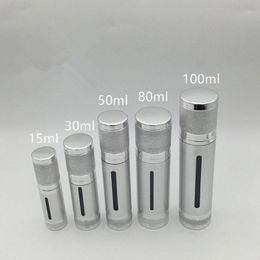 Silver Airless Vacuum Pump Lotion Bottle With White Cap Cosmetic Containers 15ml 30ml 50ml 80ml 100ml F515 Iwfsk Gsdgr