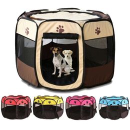 Other Pet Supplies Pet Dog Cat Playpen Tent Crate Room Foldable Puppy Exercise Cat Cage Waterproof Outdoor Two Door Mesh Shade Cover Nest Kennel HKD230821