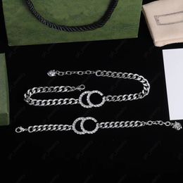 2023 New fashion crystal letter necklace Luxury designer bracelet men's and women's silver lovers gift Jewellery Sets high quality with box