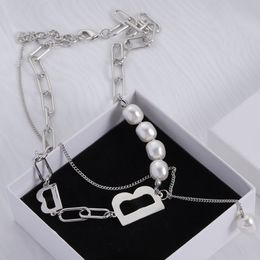 Stylish 925 Silver Necklace Hollow Multi Pearl Personalised Simple Designer Necklace Ladies Classy Classic Party Jewellery Accessories