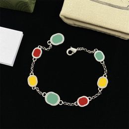 Luxury Women Silvery Necklace Bracelet Set Colourful Enamel Antique Silver Necklaces Bracelets Girls Dopamine Wear Accessories Jewellery