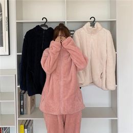 Women's Sleepwear Autumn Winter Korean Style Pyjamas Couples Wear Men's And Same Simple Home Clothes Cardigan Sports Suits