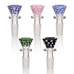 Colourful Glass Smoking Replaceable 14MM 18MM Male Joint Dry Herb Tobacco Philtre Anti Slip Bowl Oil Rigs Waterpipe Bong DownStem Bubbler Cigarette Holder DHL