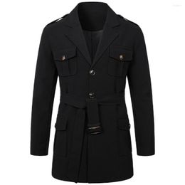 Men's Trench Coats Spring And Autumn Coat Casual Suit Black