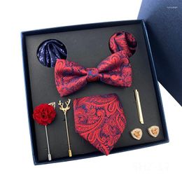 Bow Ties Luxury Tie Set Neckties Square Scarf Brooch Cufflink Collar Clip Packaging Box S Sending Off Boyfriend's Father