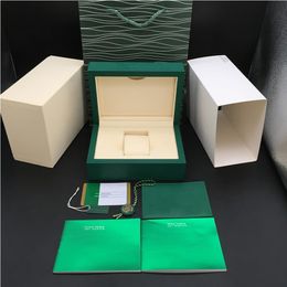 2 Styles Newest Quality Dark Green Original Woody Watch Box Papers Gift Bag for Rolex Box 116600 Watches Boxes325L