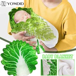 Blankets 0-6m Baby Swaddle Wrap born Simulation Cabbage Flannel Baby Soft Blanket Baby Sleeping Swaddle Wrap flannel towel blanket 230818
