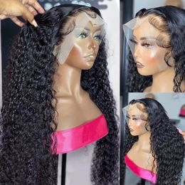 360 Glueless Full Curly Human Hair 13x4 HD Lace Deep Frontal Wigs For Women Water Wave Synthetic Closure Wig