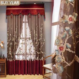 Curtain New Chinese-style Curtains for Living dining Room Bedroom High-end Embroidered Curtains Study ical Atmosphere Custom Window HKD230821