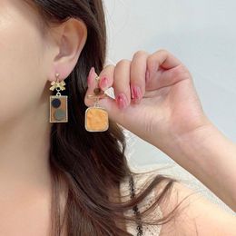 Dangle Earrings Oil Painting Style Vintage Simple Temperament Asymmetrical Unique And Creative Artistic For Women