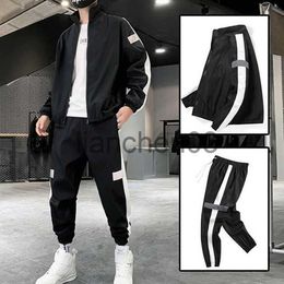 Men's Tracksuits New Men Casual Sets Harajuku Autumn Mens Jogging Tracksuit Hip Hop Streetwear Solid Jacket+Pants 2 Piece Set Sports Suit Outfit J230821