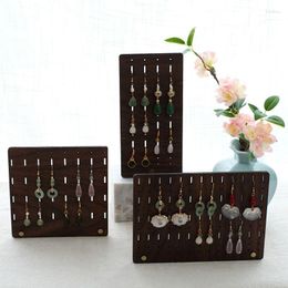 Jewelry Pouches Walnut Wood Earring Earnail Rack Stand Display Woman Hanging Storage Board For Store Prop