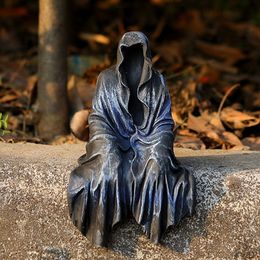 Decorative Objects Figurines Reaping Solace The Reaper Sitting Statue Gothic Desktop Resin Black Sculptures For Home Decor Ornament Drop 230818