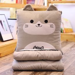 Cushion/Decorative Pillow 2 In 1 Pillow Travel Blanket Folding Air Conditioning Blanket Car Interior Cushion Pillow Office Nap Quilt Home Sofa Decor 230818