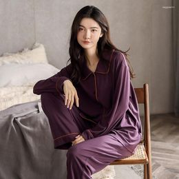 Women's Sleepwear Lady 2PCS Cotton Pajamas Sets Lounge Wear Shirt&Pants Cute Nightwear Pyjamas Suit Spring Lapel Lingerie Nightgown