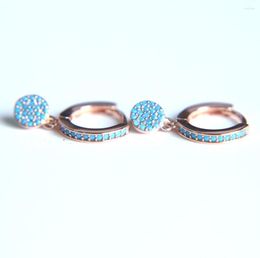 Dangle Earrings 2023 Arrive Small Dots Charm Pave Blue Turquoises Stone Clip On Ladies Fashion Rose Gold Colour Earring