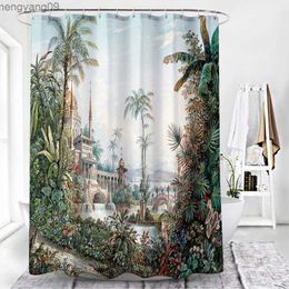 Shower Curtains Tropical Plants Bathroom Curtain Green Leaf Plant Waterproof Polyester Shower Curtain Nordic Home Bath Room Decoration R230821