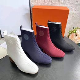 Boots Designer Womens Designer boots motorcycle boots fashion Chelsea boots woman Mid length boots Black Leather Wedge Lace Round Head Letter Thick Heel Knight