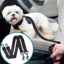 Dog Collars Seat Belt Harness Adjustable Elastic Durable Pet Car Nylon Puppy Safety Leash Bungee Buffer For Dogs Cats