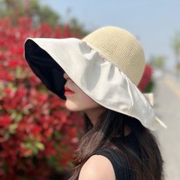 Boinas de chapéu de verão Big Brim Brim Black Glue Fisherman UPF50 Sun Bow Cover Face SunSelshade Sunshade