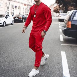 Men's Tracksuits Summer Trend Long-Sleeved Leisure Sports Suit Two-Piece Breathable Sweat-Absorbing Multi-Color