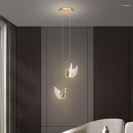 Pendant Lamps Modern Chandeliers Bedroom LED Aluminium Acrylic Decorative Lighting Swan Hanging Light Indoor Ceiling