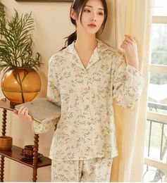 Lenceria Women s Sleepwear Print Pajamasセット長袖シャツズボンパジャマスーツ