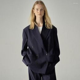 Women's Suits Fashion Brand Coats Lapel Trend Button Stripe Design Suit Business Monochrome Casual Loose Formal Dress Jackets