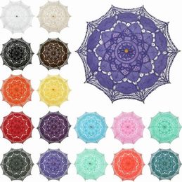 Colourful Cotton Bridal Parasol Handmade Battenburg Lace Embroidery Sun Umbrella Elegant Wedding Party Decoration Umbrella SN5272