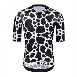 Cycling Shirts Tops Cow Spots Race fit Cycling jersey Summer Bicycle Shirt Lightweight Short Sleeve maillot ciclismo hombre Breathable Cycling Wear 230820