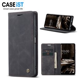 CASEiST Luxury PU Leather Flip Wallet Phone Magnetic Cases Kickstand Holder Credit Card Cash Slots Matte Cloth Mobile Cover for iPhone 15 14 13 12 11 Pro Max XR XS 7 8 Plus