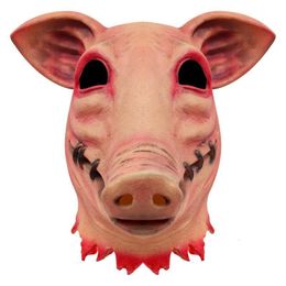 Party Masks Halloween Pig Head Masque Cosplay Scary Horrible Animal Face Cover Horror Adult Costume Fancy Festival Party Mask Accessories 230820