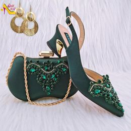 Dress Shoes Be The Centre Of Attention With These Elegant Pointed Toe GREEN High Heels And Matching Handbag Set For Women Exquisite Party