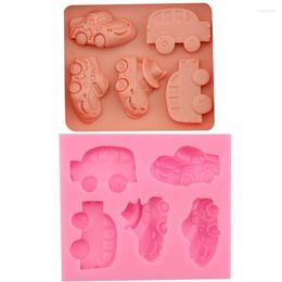 Baking Moulds 5 Cars Silicone Chocolate Flip Sugar Cake Decoration Mold Hand-baked Gypsum Drop Glue DIY Soap