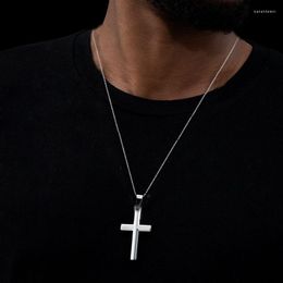 Pendant Necklaces 30 60MM Cross With 24inch Box Chain Mens Stainless Steel Necklace