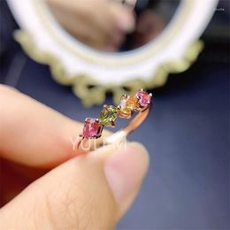 Cluster Rings YULEM Super Beautiful Ring Natural Tourmaline Lady 925 Silver Novel Craftsmanship Colors.