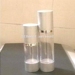 30ML Airless Pump Bottle Silver color, 30G Cosmetic Essence Lotion Bottle, Packaging Bottles, Vaccum 35pcs/Lot Qcuts