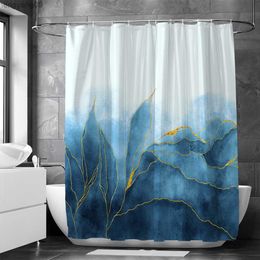 Shower Curtains Luxury Gold Marbling Shower Curtains Burgundy Gold Ombre Liquid Marble Veins Floral Shower Curtains Set for Bathroom Waterproof R230821